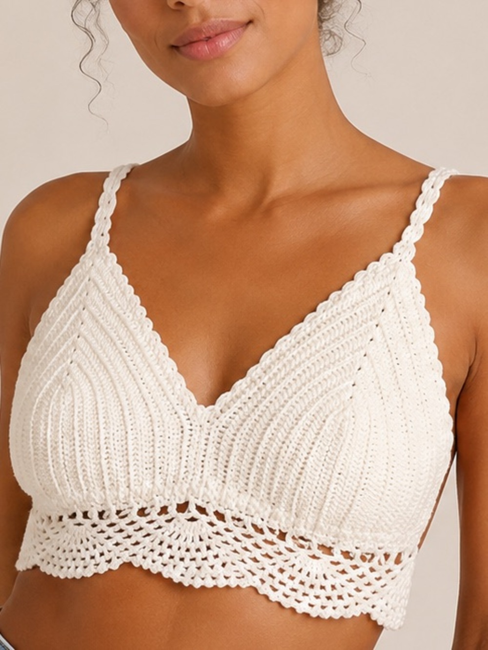 Sabo Skirt Womens White Crochet Bralette Crop Top M Boho Festival Coastal Resort